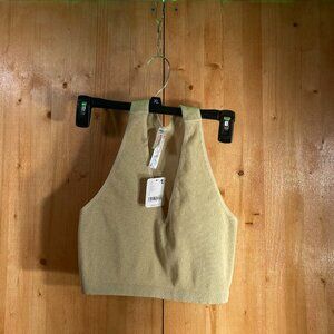 NEW! FREE PEOPLE Luxe Free Throw Large L Lrg Racerback Women Tank Top Beige